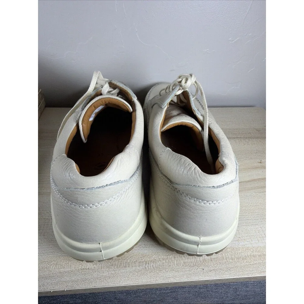 ECCO Off-White Leather Moc Toe Walking Comfort Shoes Men’s Size 12